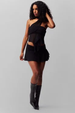 Chiffon Slit Mini Skirt