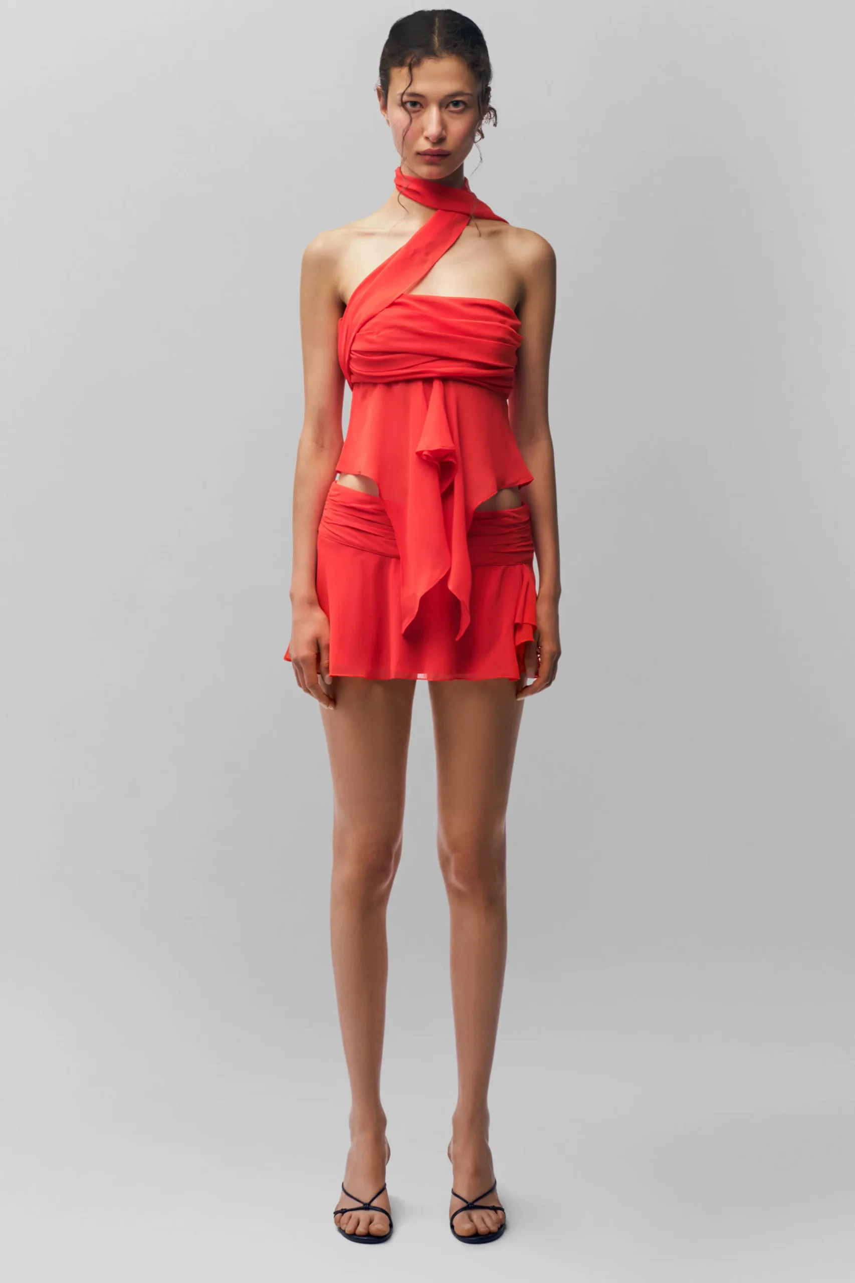 Chiffon Slit Mini Skirt
