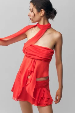 Chiffon Slit Mini Skirt