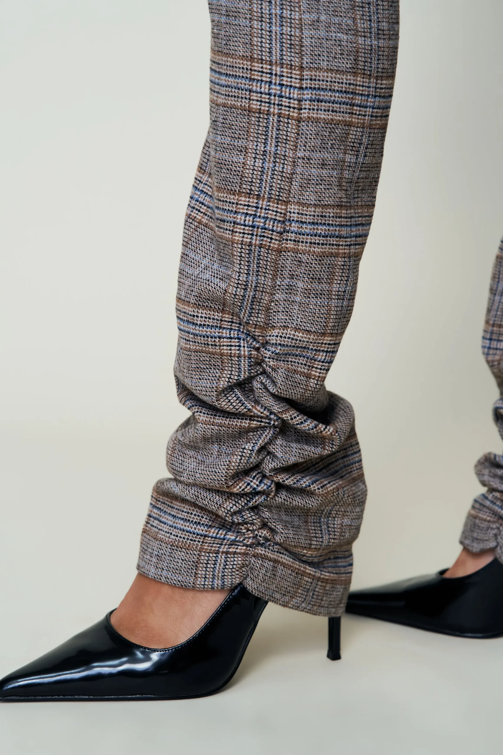 Cora Ruched Hem Tartan Pant