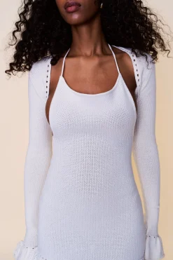 Crochet Ruffle Sleeve Bolero