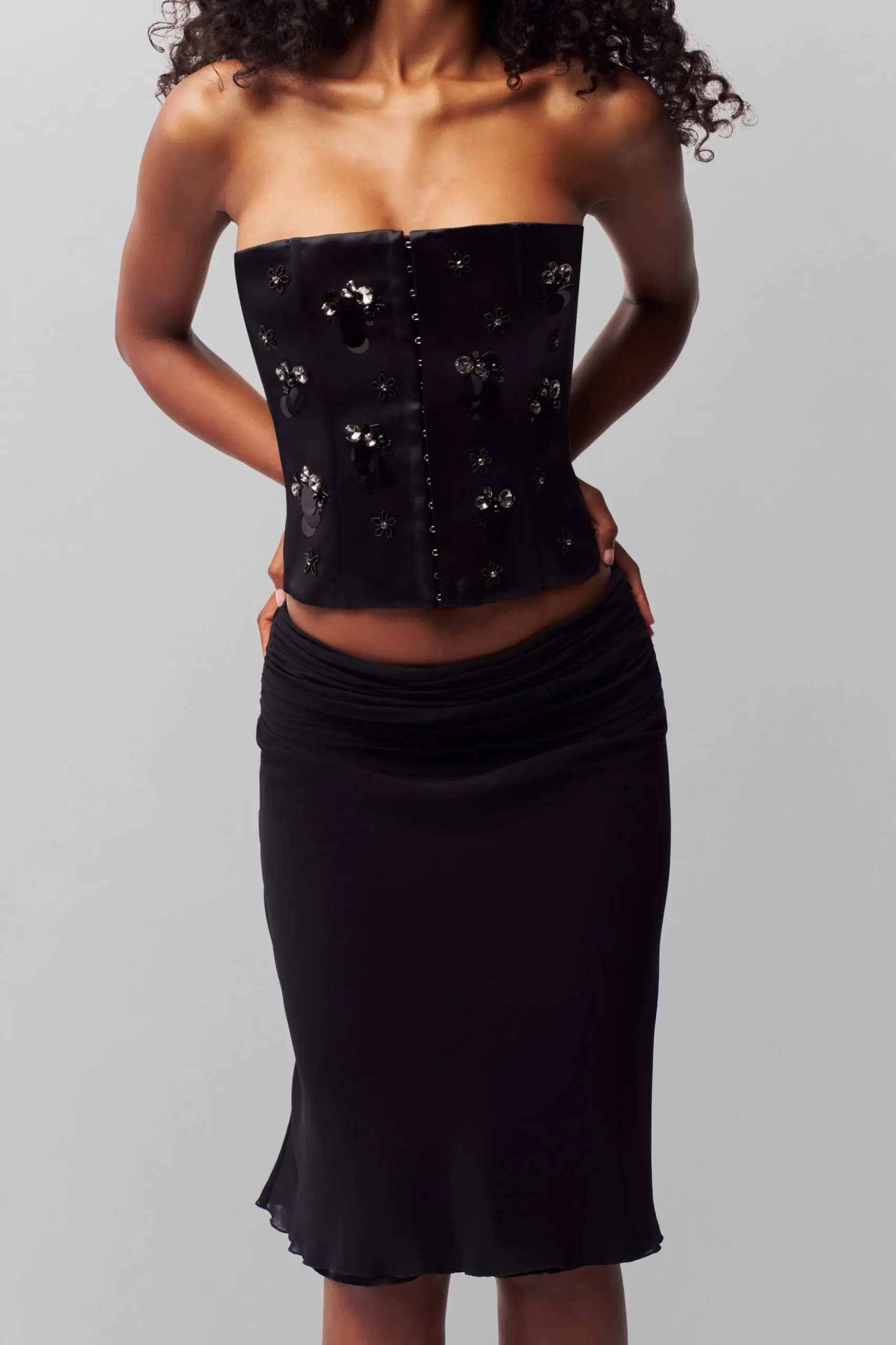 Embellished Satin Corset
