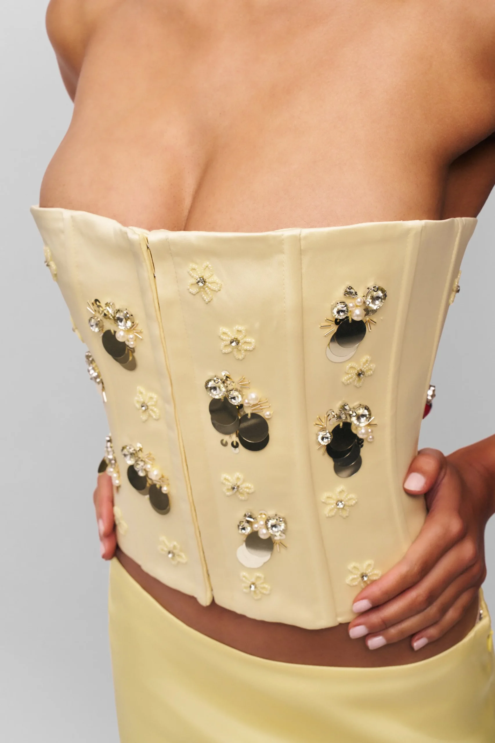 Embellished Satin Corset