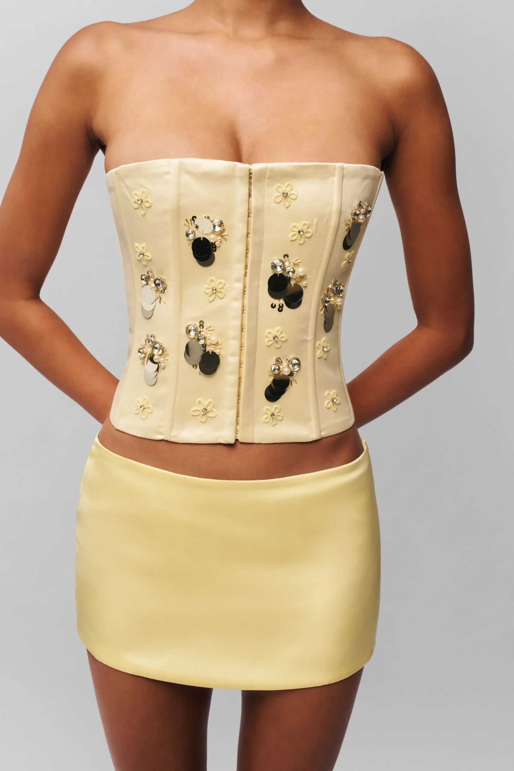 Embellished Satin Corset