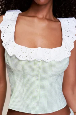 Gingham Paloma Lace Top