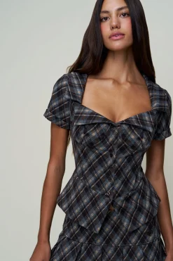 Lia Buttondown Diamond Tartan Corset