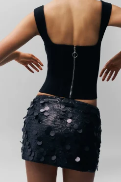Low Rise Paillette Skirt