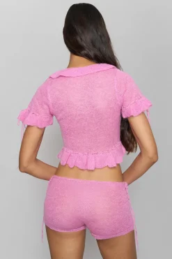 Ruffle Knit Tie Top