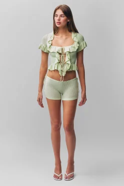 Ruffle Knit Tie Top