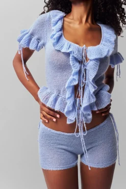 Ruffle Knit Tie Top
