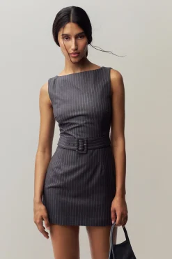 Via Pinstripe Dress