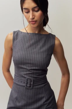 Via Pinstripe Dress
