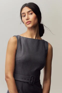 Via Pinstripe Dress