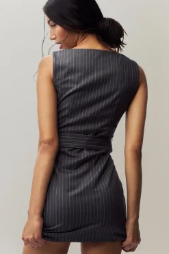 Via Pinstripe Dress